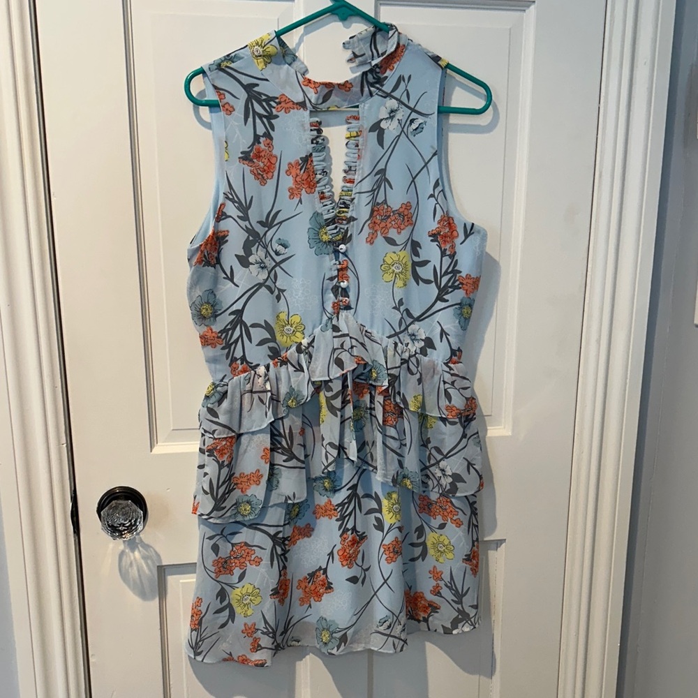 Aiden Floral Mini Dress - Blue, Orange, Yellow